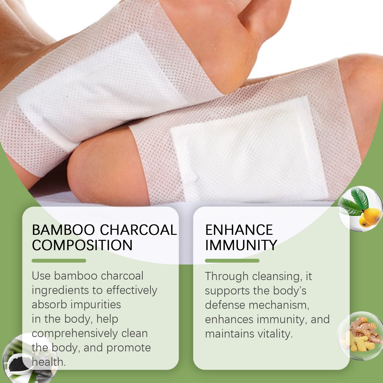 Bamboo Charcoal Foot Patches – Gentle Detox & Foot Care | 10 Patches