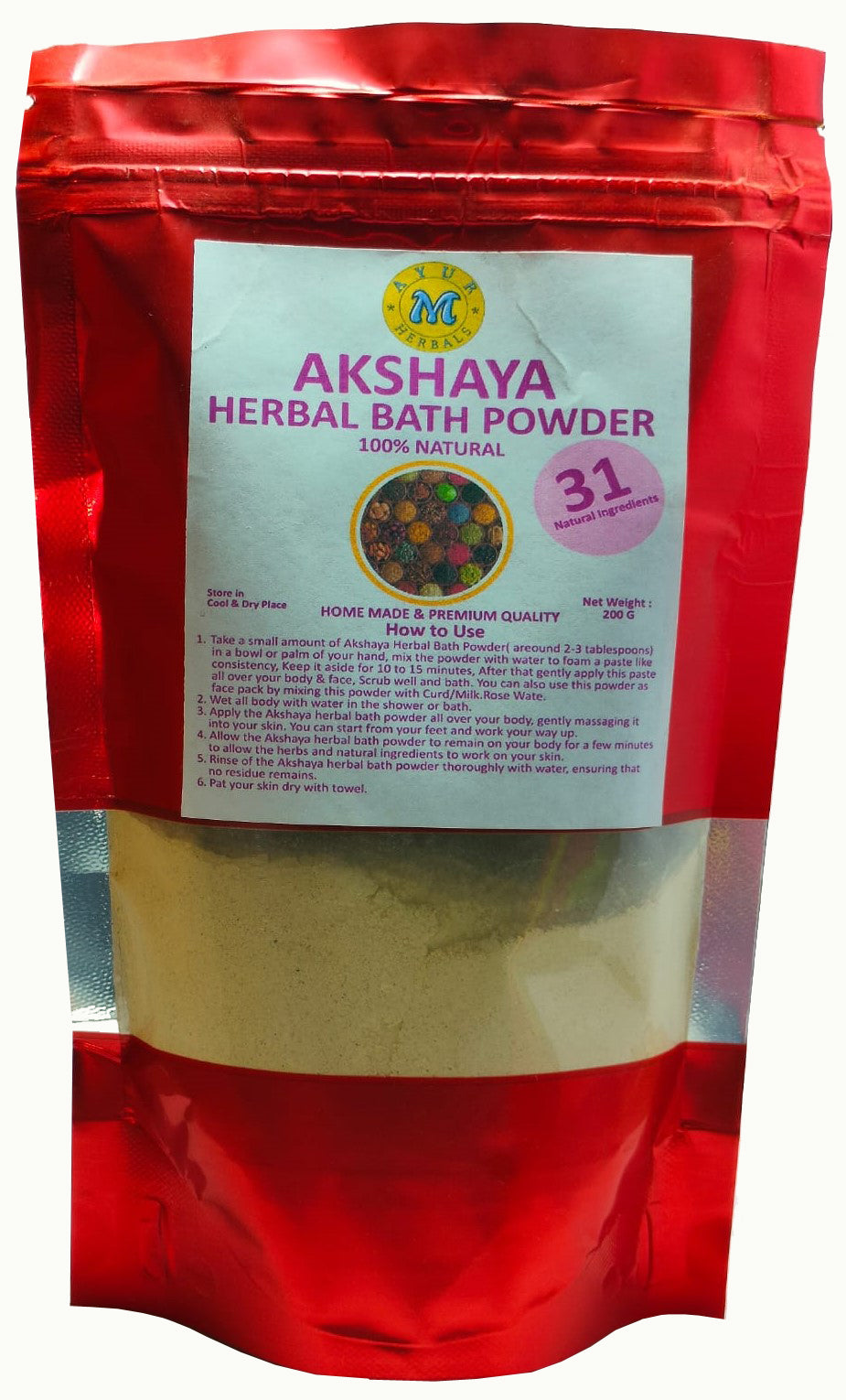 Ayur M Herbals Akshaya Herbal Bath Powder – Natural Ayurvedic Body Cleanser
